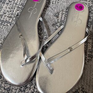 Jessica Simpson Metallic Silver Sandals